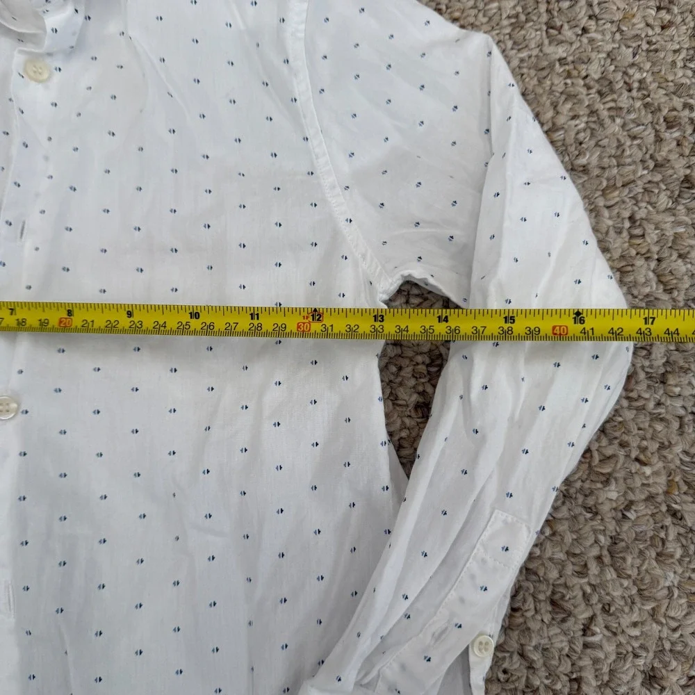 Zara Shirt Boys Sz 8‎ Printed Button Up Shirt White formal